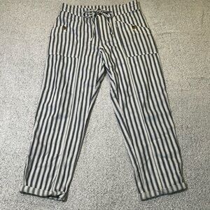 American Eagle Coastal Striped Blue and White Pants Size 6